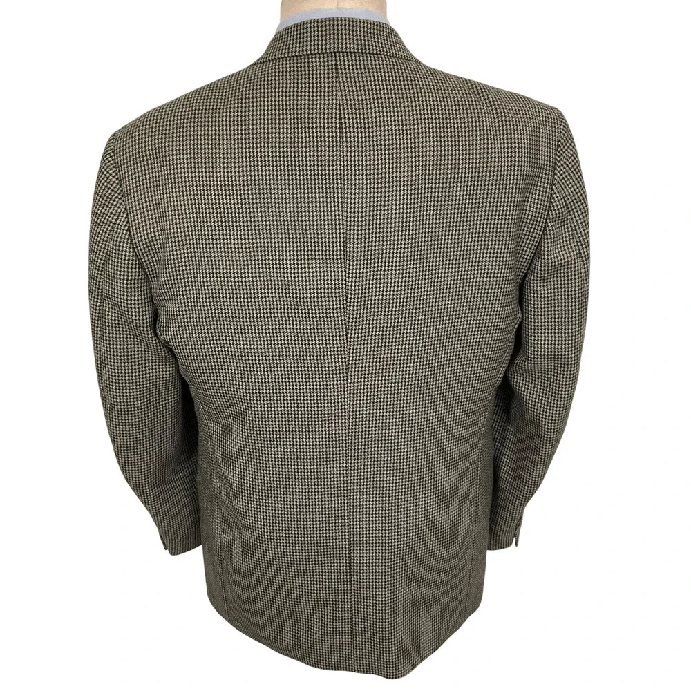 Stafford Blazer Mens 40R Black Gray Houndstooth‎ 2 Button Wool Jacket Sport Coat
